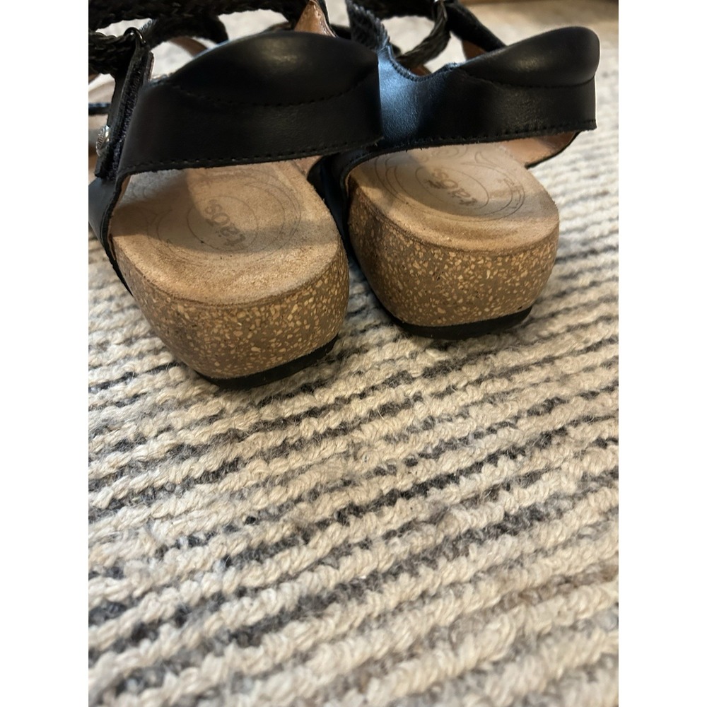 TAOS TRULIE Black Braided Leather Wedge Sandals Size 39 / 8.8.5 - Picture 5 of 8